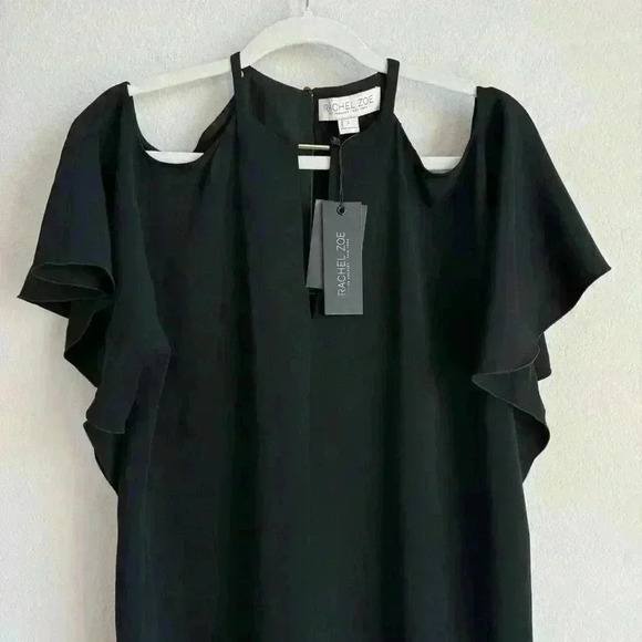 Rachel‎ Zoe Andrea Cold Shoulder Black Mini Shift Dress Women’s Size 2 NWT - Picture 5 of 15